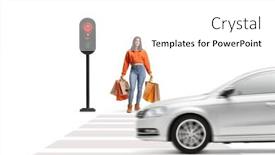  Presentation with pedestrian - Slide deck with full-length-portrait background and a white colored foreground