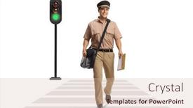  Presentation with green traffic light - PPT theme consisting of full-length-portrait background and a soft green colored foreground