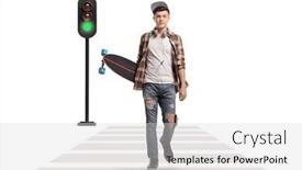  Presentation with pedestrian - PPT layouts consisting of full-length-portrait background and a light gray colored foreground