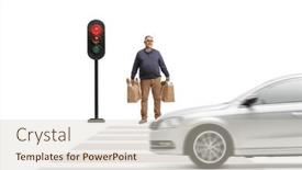  Presentation with grocery - Slide deck featuring full-length-portrait background and a soft green colored foreground