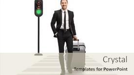  Presentation with pedestrian crossing - Slide deck having full-length-portrait background and a soft green colored foreground