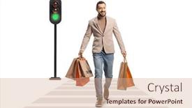  Presentation with pedestrian - Theme having full-length-portrait background and a coral colored foreground