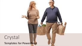  Presentation with grocery - Presentation theme with full-length-portrait background and a coral colored foreground