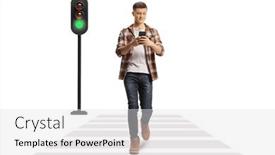  Presentation with pedestrian - Presentation theme consisting of full-length-portrait background and a light gray colored foreground