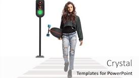  Presentation with pedestrian crossing - Presentation theme with full-length-portrait background and a white colored foreground