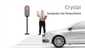  Presentation with pedestrian crossing - Presentation consisting of full-length-portrait background and a white colored foreground