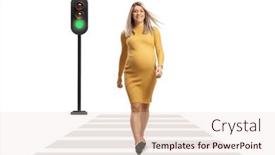  Presentation with pedestrian crossing - Slide set with full-length-portrait background and a lemonade colored foreground