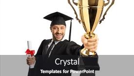  Presentation with graduation gold - Theme having full-length-portrait background and a dark gray colored foreground