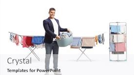  Presentation with laundry - Presentation consisting of full-length-portrait background and a white colored foreground
