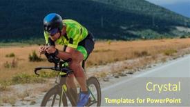  Presentation with sportswear - Slides having full-length-portrait background and a violet colored foreground