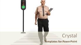  Presentation with security officer - PPT theme consisting of full-length-portrait background and a lemonade colored foreground