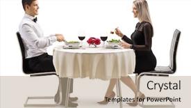  Presentation with salad - Slide deck enhanced with full length profile shot background and a coral colored foreground