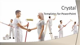  Presentation with company - Presentation theme enhanced with full length profile shot background and a white colored foreground