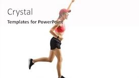  Presentation with runner - Amazing PPT layouts having full length profile shot of a happy young female runner gesturing yeah isolated on white background backdrop and a sky blue colored foreground