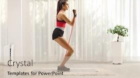  Presentation with resistance - Cool new slides with young woman exercising with resistance backdrop and a soft green colored foreground