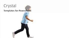  Presentation with jeans - Theme consisting of full length profile shot of a boy in jeans running isolated on white background background and a white colored foreground