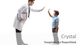  Presentation with shot - Colorful slide deck enhanced with full-length-profile-shot backdrop and a white colored foreground