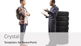  Presentation with auto - Amazing presentation theme having full-length-profile-shot backdrop and a white colored foreground