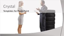  Presentation with female mechanic - Theme with full-length-profile-shot background and a white colored foreground