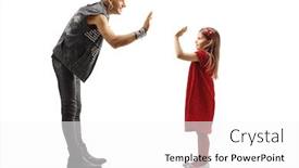  Presentation with five star - Slide deck enhanced with full-length-profile-shot background and a pink colored foreground