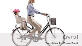  Presentation with bicycle - Beautiful PPT theme featuring full-length-profile-shot backdrop and a light gray colored foreground