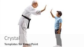  Presentation with karate - Slide deck with full-length-profile-shot background and a white colored foreground