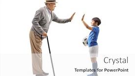  Presentation with grandfather - Cool new slide deck with full-length-profile-shot backdrop and a white colored foreground