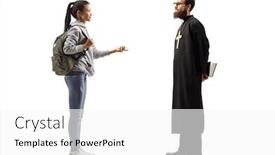  Presentation with shot - Audience pleasing PPT theme consisting of full-length-profile-shot backdrop and a white colored foreground