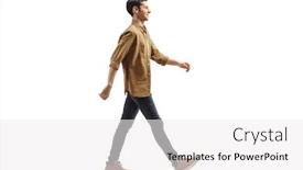  Presentation with full length portrait two men women brown sweater - PPT theme enhanced with full-length-profile-shot background and a white colored foreground