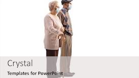  Presentation with face masks - PPT layouts having full-length-profile-shot background and a light gray colored foreground