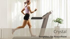  Presentation with running treadmill - Presentation theme with full-length-profile-shot background and a mint green colored foreground