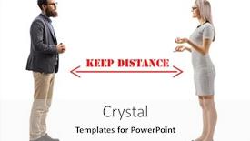  Presentation with greeiting show man - Slide set with full-length-profile-shot background and a white colored foreground