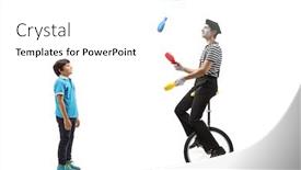  Presentation with juggling - Amazing slide deck having full-length-profile-shot backdrop and a white colored foreground