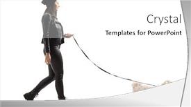  Presentation with full length portrait two men women brown sweater - Audience pleasing slide set consisting of full-length-profile-shot backdrop and a white colored foreground