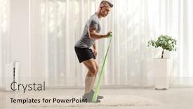  Presentation with band - Presentation design featuring full-length-profile-shot background and a soft green colored foreground