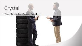  Presentation with female mechanic - Colorful slide set enhanced with full-length-profile-shot backdrop and a white colored foreground