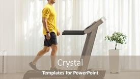  Presentation with treadmill - PPT theme consisting of full-length-profile-shot background and a coral colored foreground