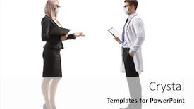  Presentation with shot - Presentation theme consisting of full-length-profile-shot background and a white colored foreground