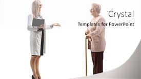  Presentation with elderly patient nurse cares - Colorful presentation theme enhanced with full-length-profile-shot backdrop and a white colored foreground
