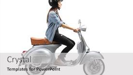  Presentation with full length portrait two men women brown sweater - PPT theme having full-length-profile-shot background and a light gray colored foreground