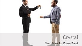  Presentation with shot - Beautiful slide deck featuring full-length-profile-shot backdrop and a light gray colored foreground