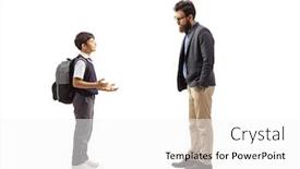  Presentation with shot - Presentation design having full-length-profile-shot background and a white colored foreground