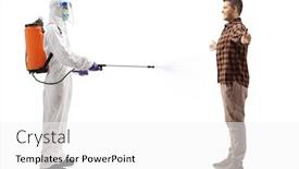  Presentation with hazmat - Colorful presentation enhanced with full-length-profile-shot backdrop and a white colored foreground