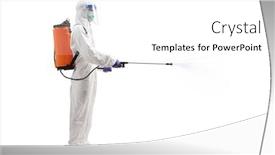  Presentation with disinfectant - PPT theme having full-length-profile-shot background and a white colored foreground