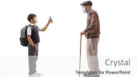  Presentation with face mask - Colorful slide deck enhanced with full-length-profile-shot backdrop and a white colored foreground