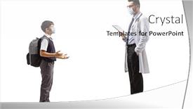  Presentation with face masks - Presentation featuring full-length-profile-shot background and a white colored foreground