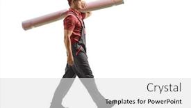  Presentation with shot - Presentation design featuring full-length-profile-shot background and a light gray colored foreground