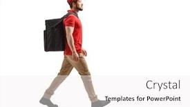  Presentation with food delivery - Colorful slide set enhanced with full-length-profile-shot backdrop and a white colored foreground