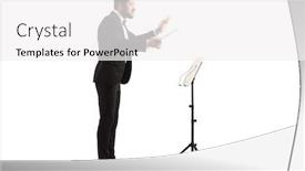  Presentation with conductor - Slide deck featuring full-length-profile-shot background and a white colored foreground