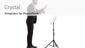  Presentation with conductor - Amazing presentation design having full-length-profile-shot backdrop and a white colored foreground